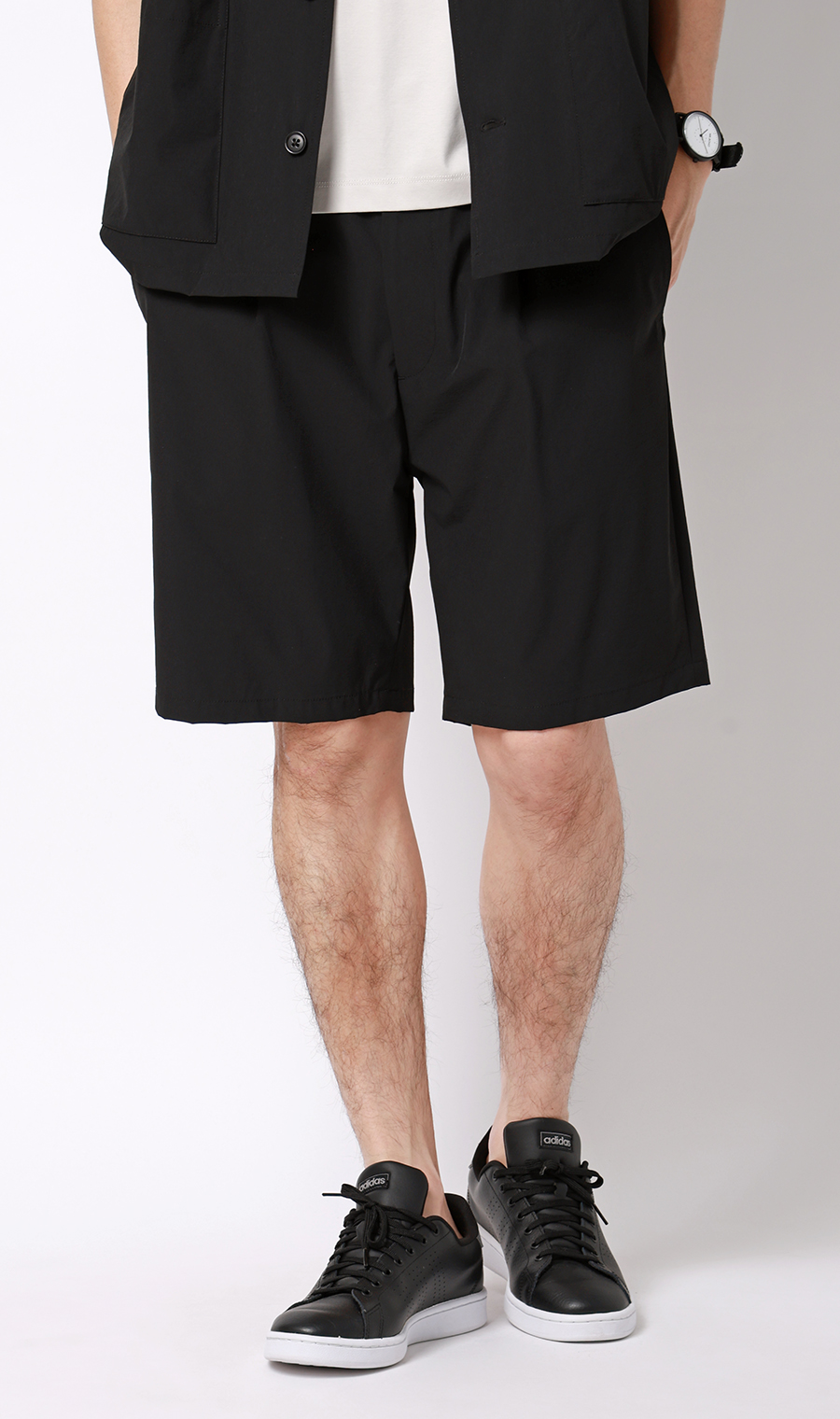 ショートパンツ【マルチウェイ】【セットアップ着用可】【裾上げ済み】 ブラック S