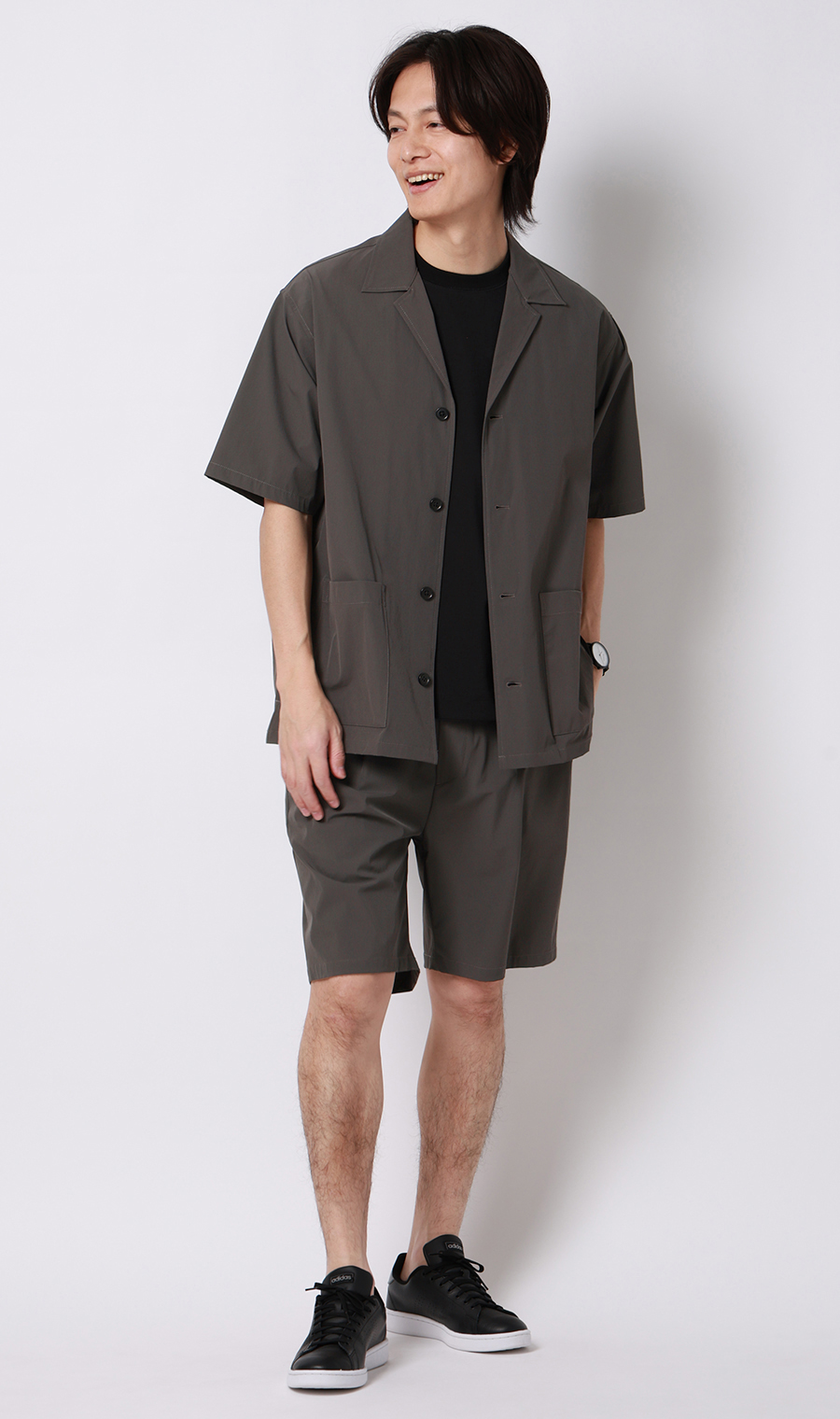 ショートパンツ【マルチウェイ】【セットアップ着用可】【裾上げ済み】 チャコール S