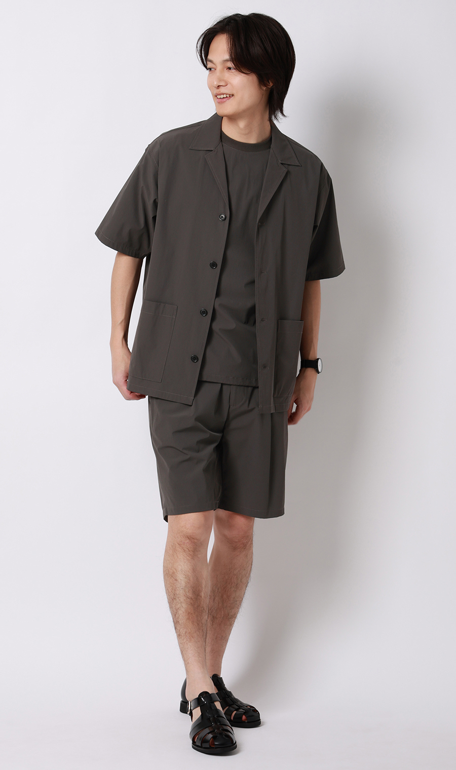 ショートパンツ【マルチウェイ】【セットアップ着用可】【裾上げ済み】 チャコール S