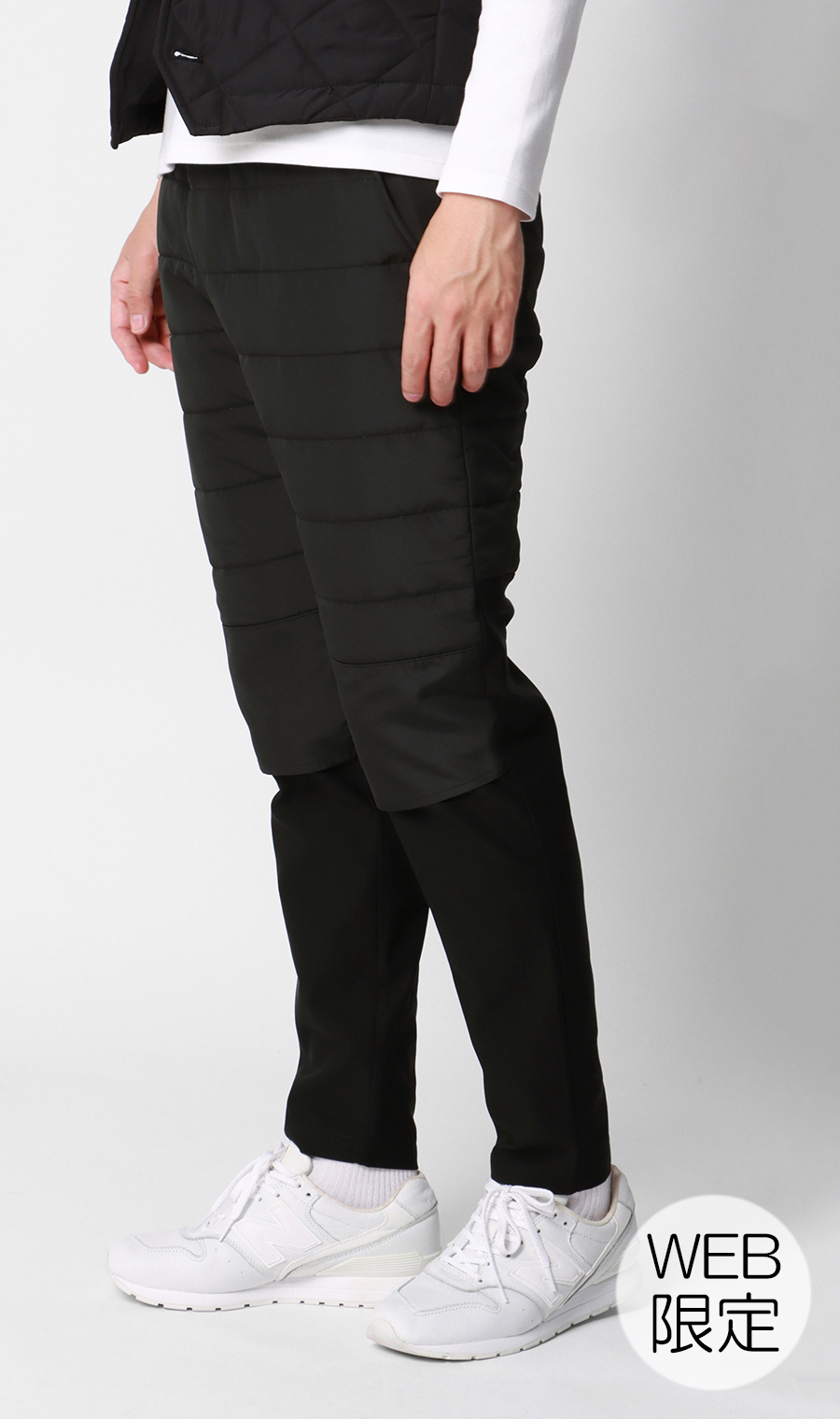 【訳アリ商品】カジュアルパンツ【カポック】【WEB限定】【裾上げ済み】 ブラック LL