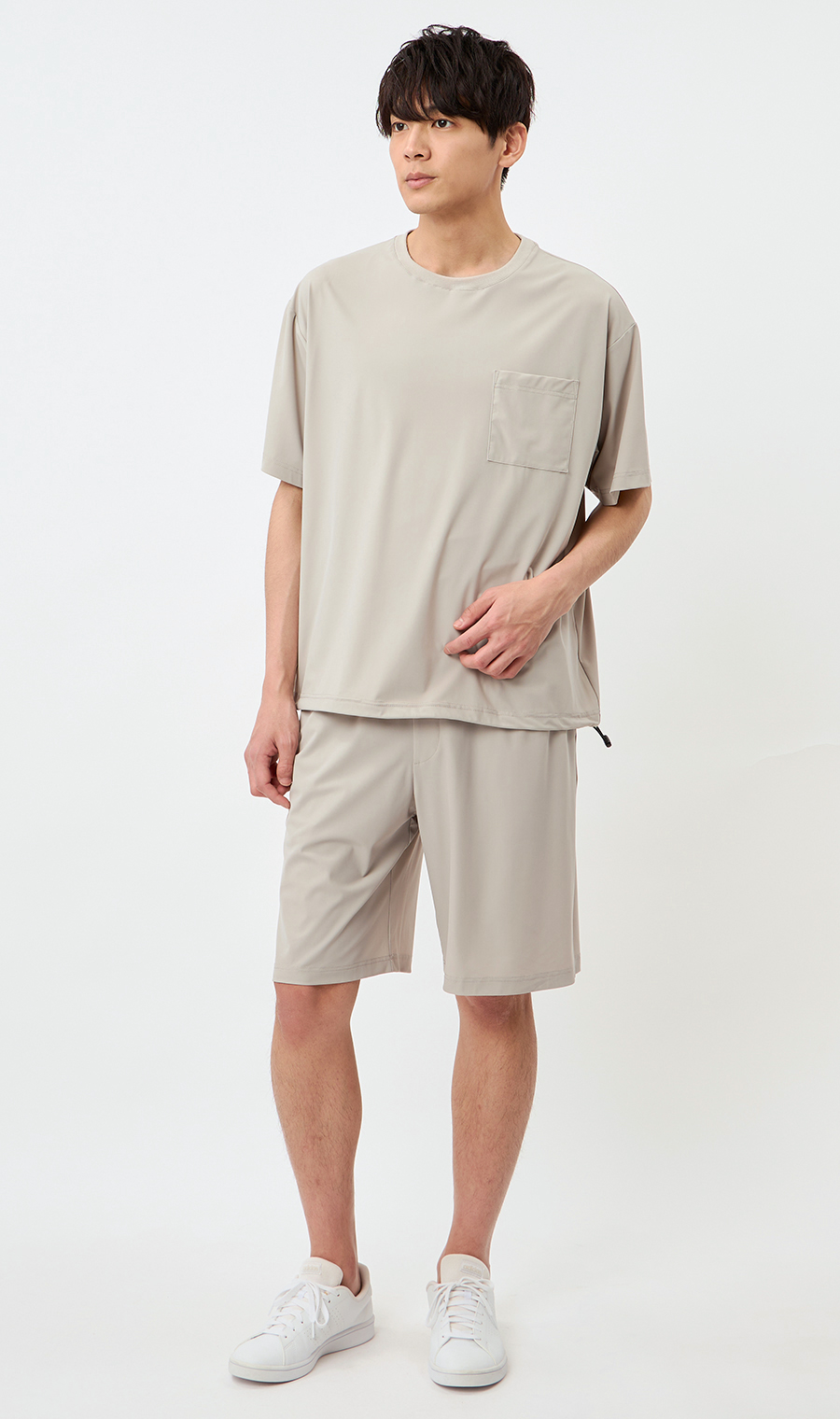 接触冷感　あざらしワンポイントTシャツ&ショートパンツセット　ピンク 最終値下げ 接触冷感 あざらしワンポイントT ショートパンツ