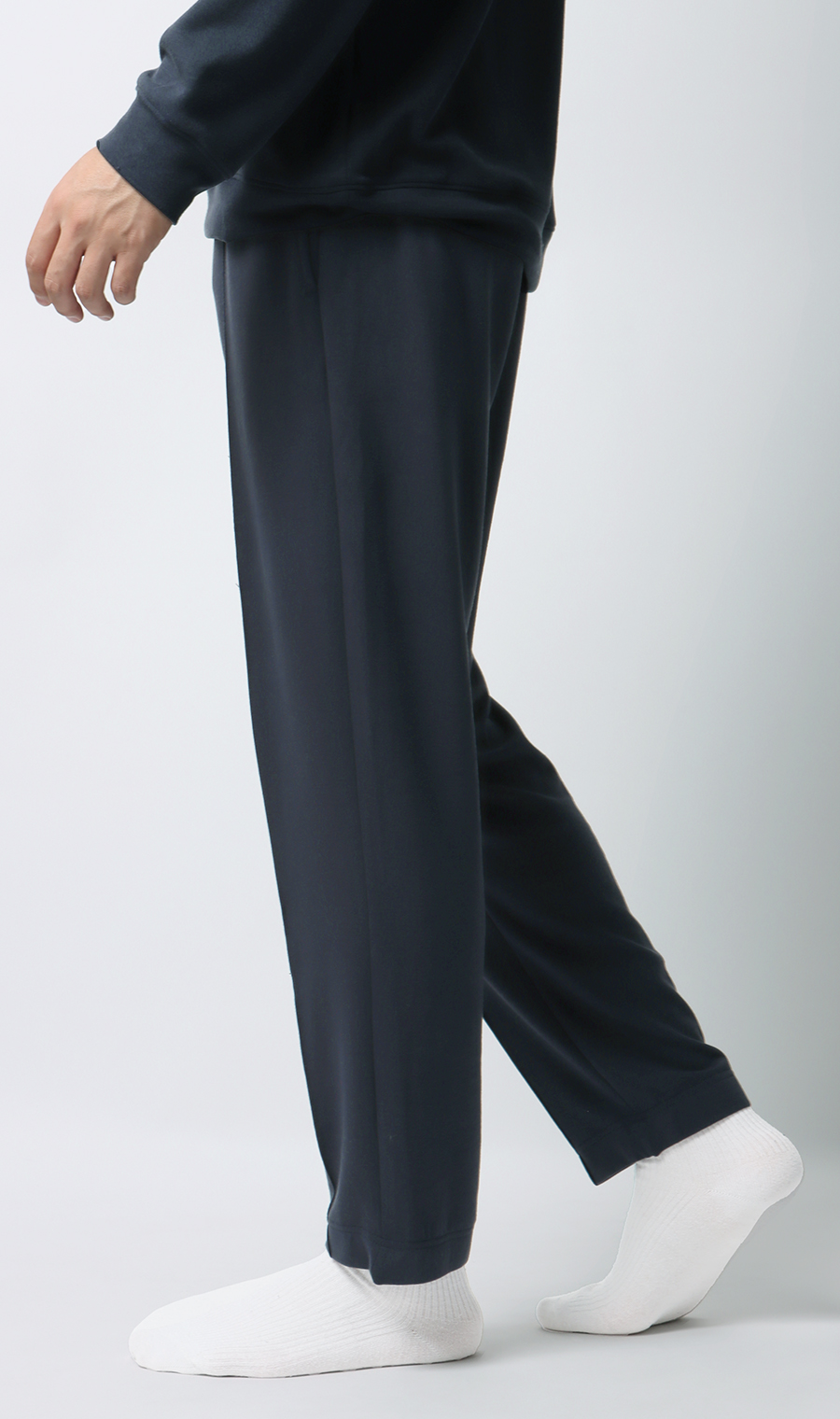 【男女兼用】とろリッチスムースピンタックパンツ【セットアップ着用可】 ネイビー S