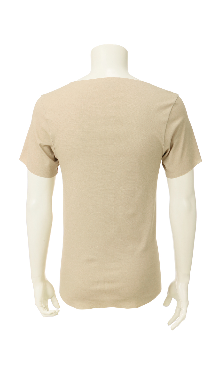 半袖VネックTシャツ【カットオフ】 ベージュ S