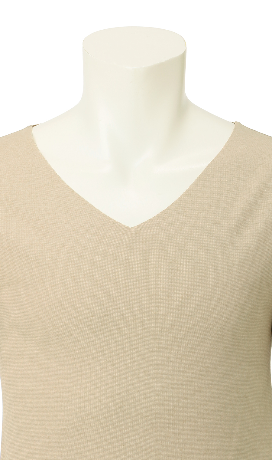 半袖VネックTシャツ【カットオフ】 ベージュ S