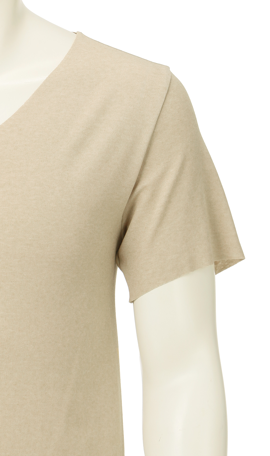 半袖VネックTシャツ【カットオフ】 ベージュ S