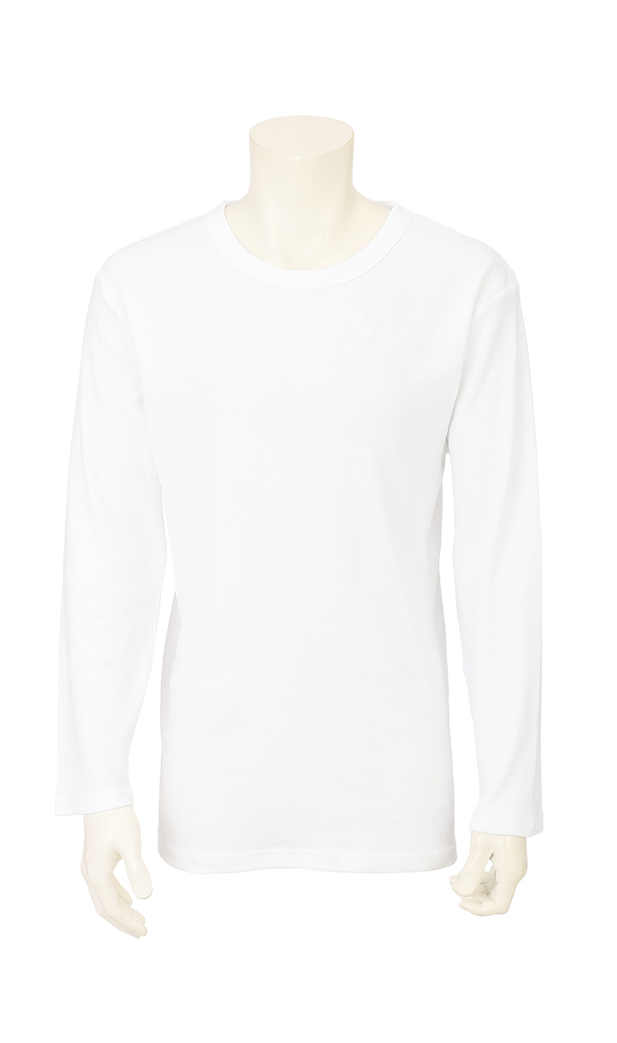 長袖クルーネックインナーシャツ ホワイト S