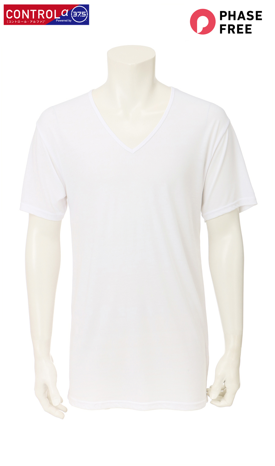 半袖VネックTシャツ【CONTROLα】 (CT25HV-WH-10) | CONTROL α