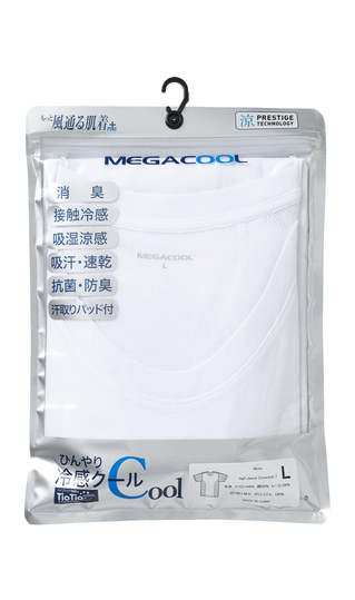 半袖クルーネックTシャツ【MEGA COOL】【もっと風通る肌着+】【TioTio PREMIUM】【涼】