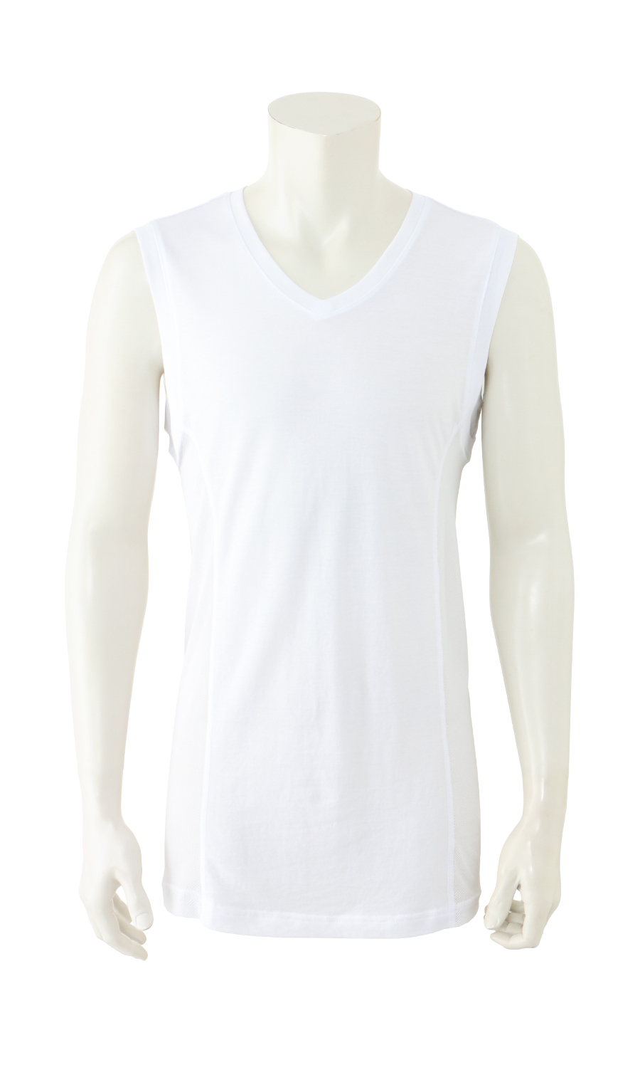 ノーズリーブVネックTシャツ【MEGA COOL】【もっと風通る肌着+】【TioTio PREMIUM】【涼】 ホワイト S