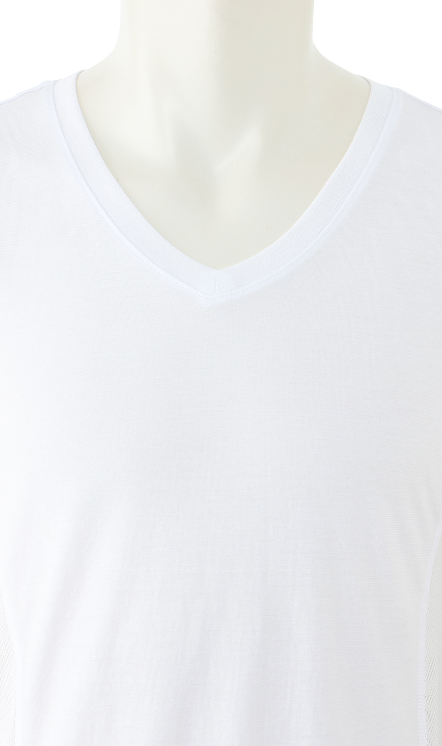 ノーズリーブVネックTシャツ【MEGA COOL】【もっと風通る肌着+】【TioTio PREMIUM】【涼】 ホワイト S