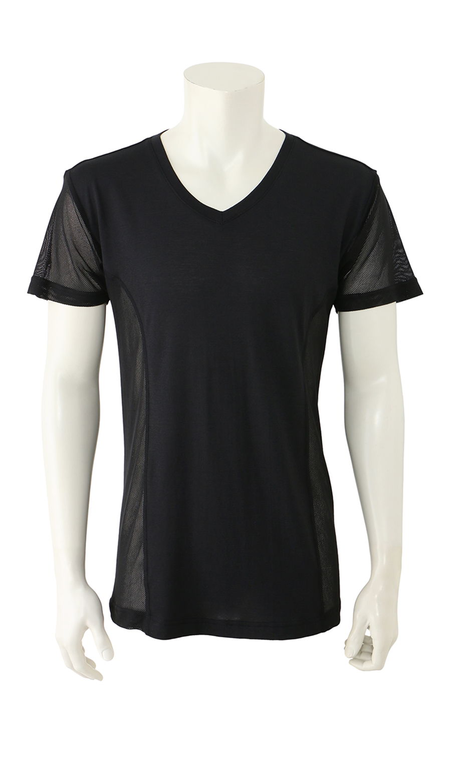 半袖VネックTシャツ【MEGA COOL】【もっと風通る肌着+】【TioTio PREMIUM】【涼】 ブラック S