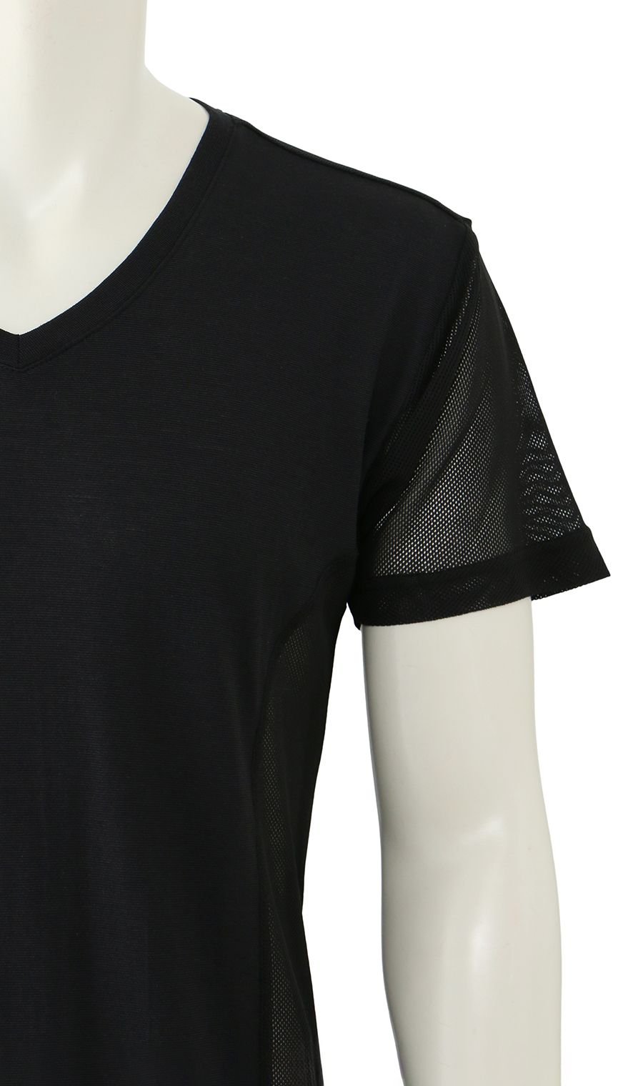 半袖VネックTシャツ【MEGA COOL】【もっと風通る肌着+】【TioTio PREMIUM】【涼】 ブラック S