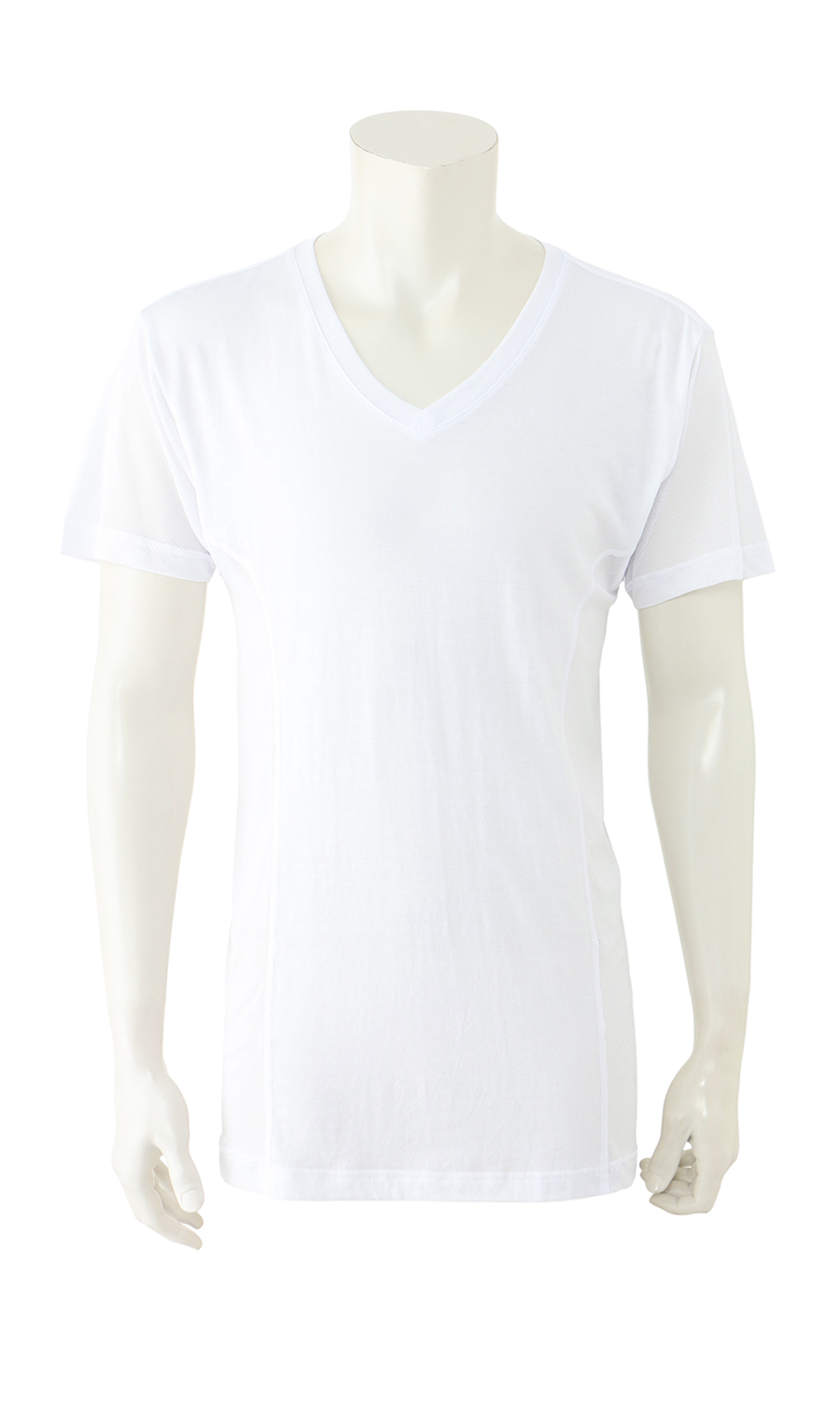 半袖VネックTシャツ【MEGA COOL】【もっと風通る肌着+】【TioTio PREMIUM】【涼】 ホワイト LL