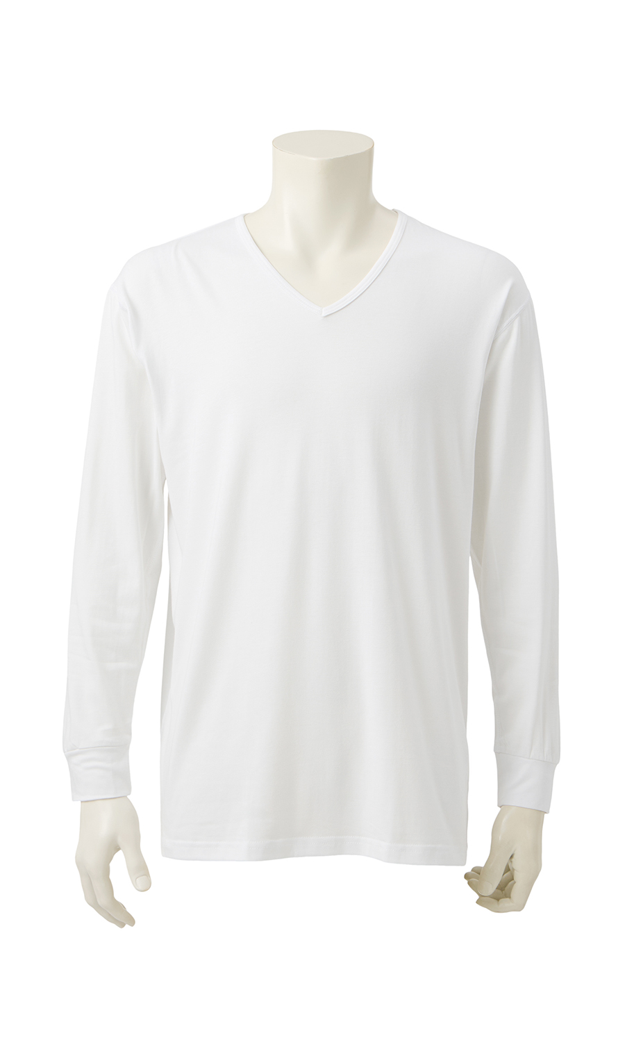 長袖VネックTシャツ【MEGAHOT+】 ホワイト S