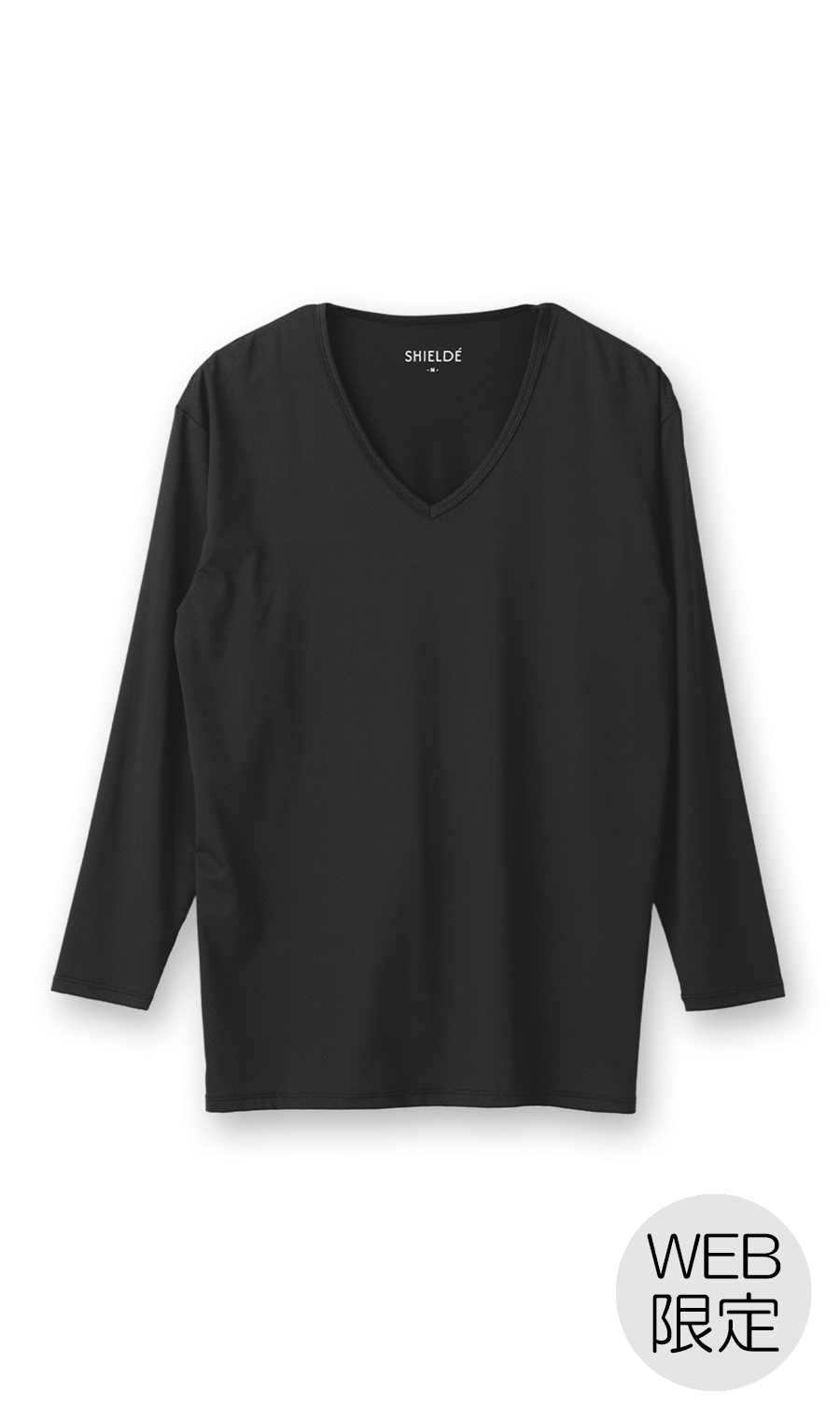 長袖VネックTシャツ【メンズ】【SHIELDE】【WEB限定】 ブラック M