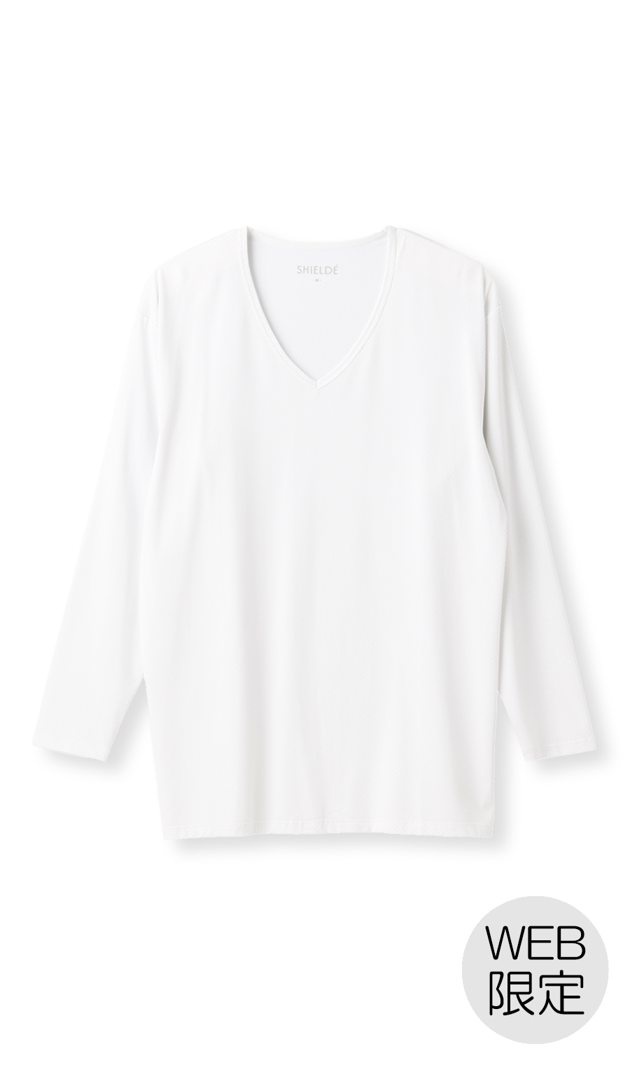 長袖VネックTシャツ【メンズ】【SHIELDE】【WEB限定】 ホワイト M