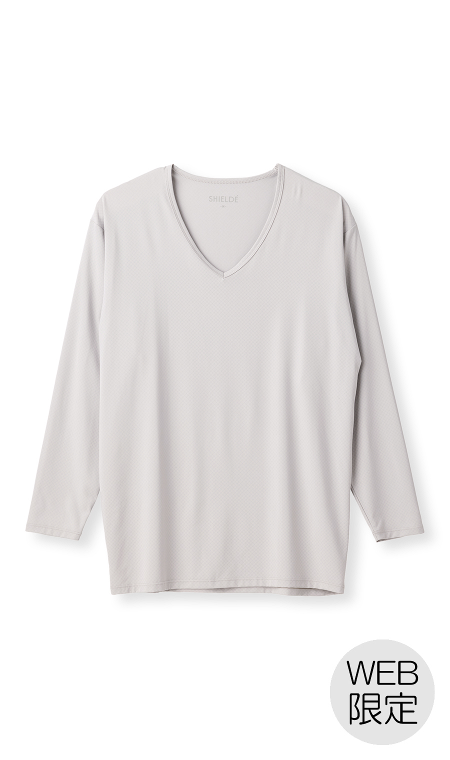 長袖VネックTシャツ【メンズ】【SHIELDE】【WEB限定】 ライトグレー M