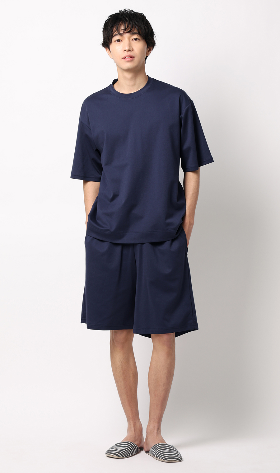 リカバリーハーフパンツ【＃すご】 ネイビー M