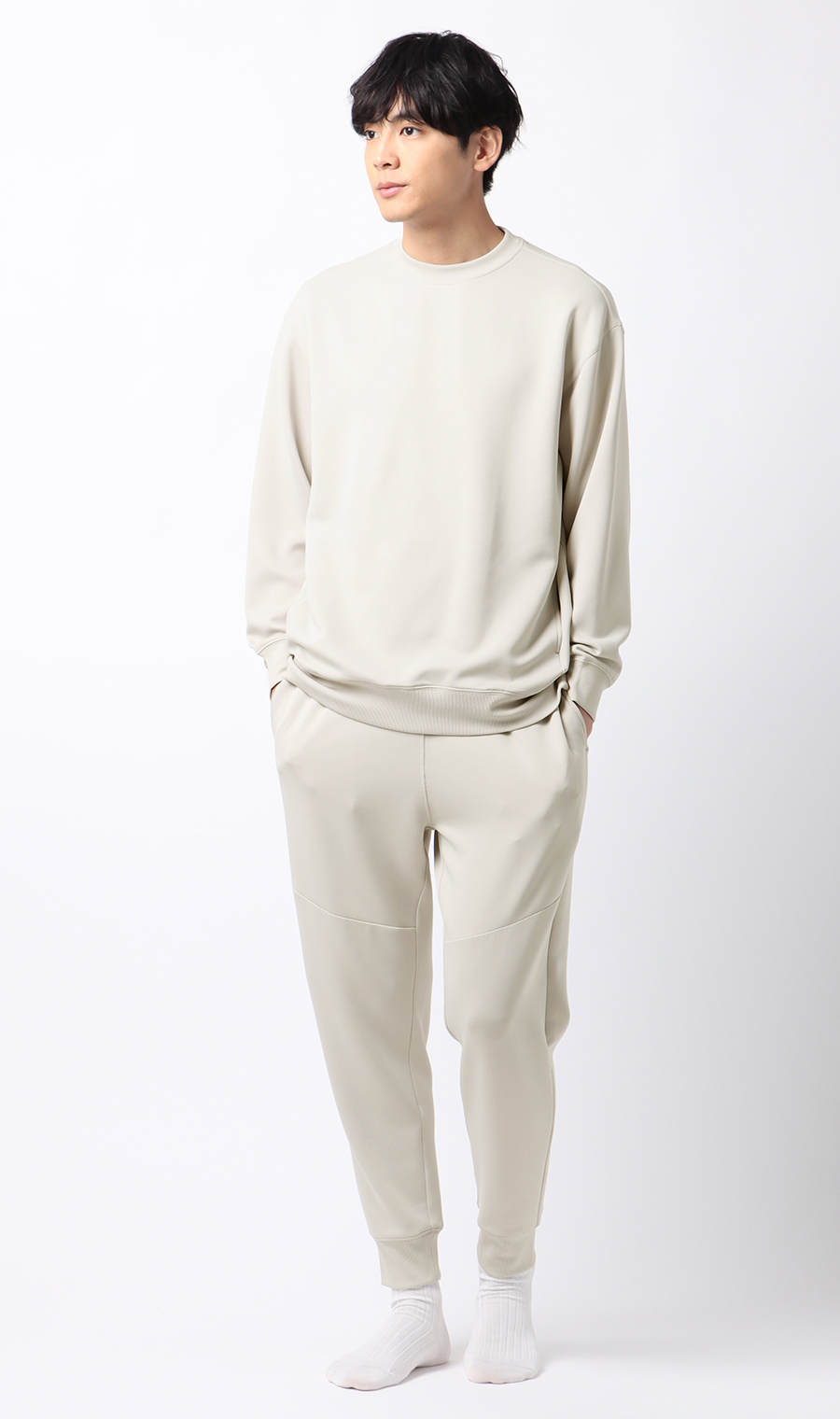 リカバリークルーネックロングスリーブ【#すご】 グレージュ S