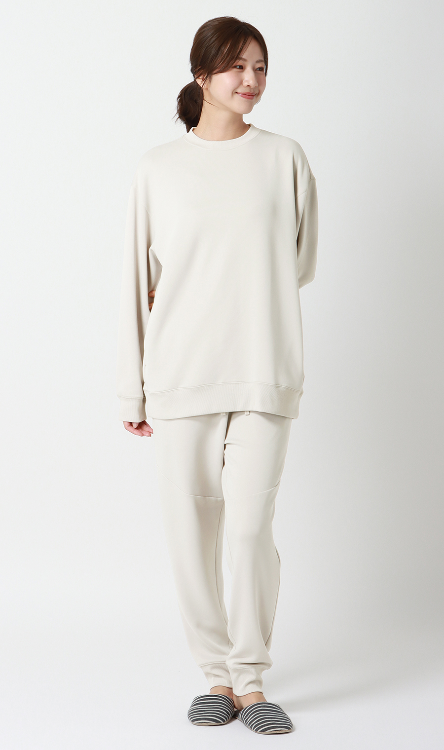 リカバリークルーネックロングスリーブ【#すご】 グレージュ S