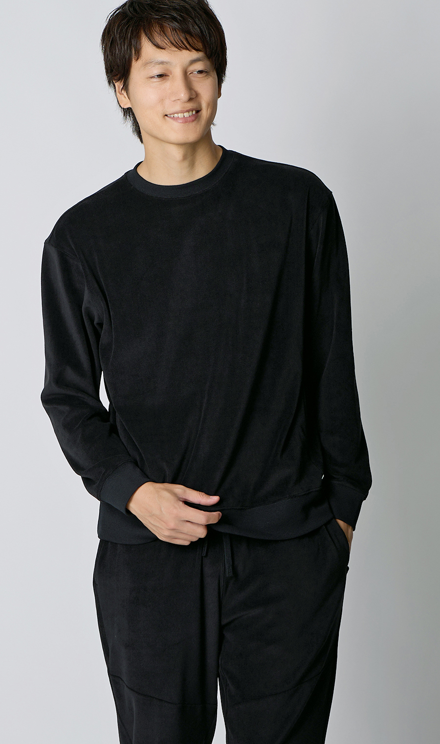 リカバリークルーネックロングスリーブ【＃すご】 ブラック S