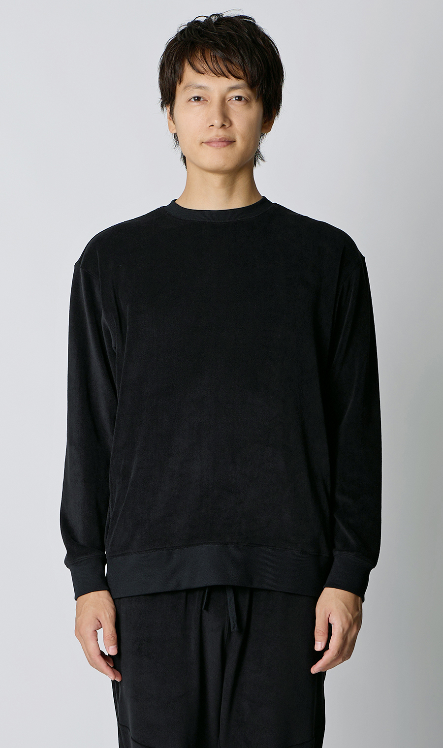 リカバリークルーネックロングスリーブ【＃すご】 ブラック S