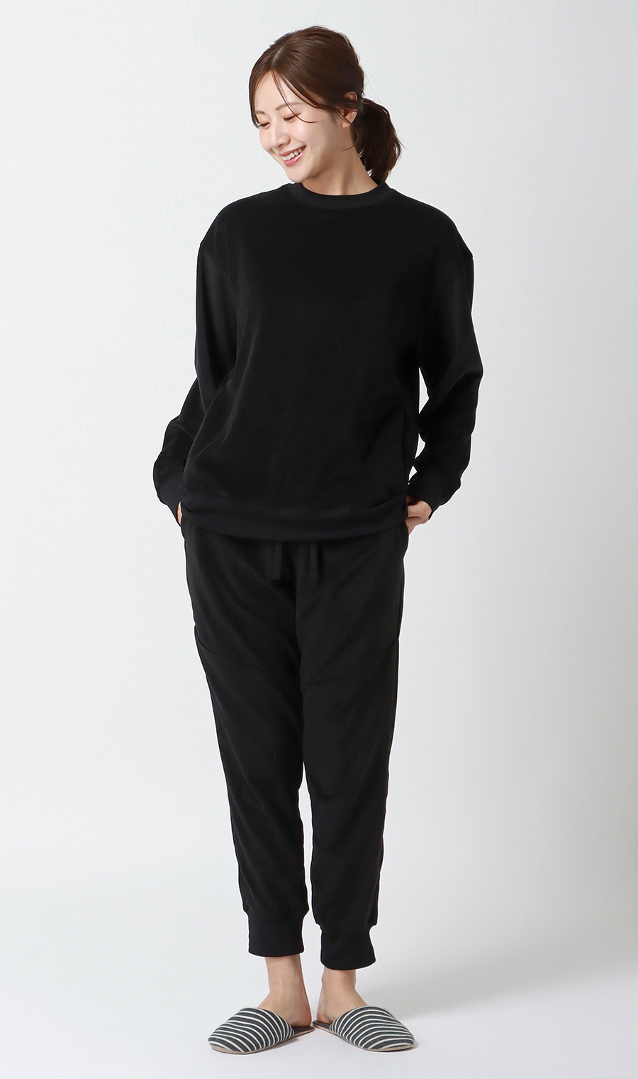 リカバリークルーネックロングスリーブ【＃すご】 ブラック S