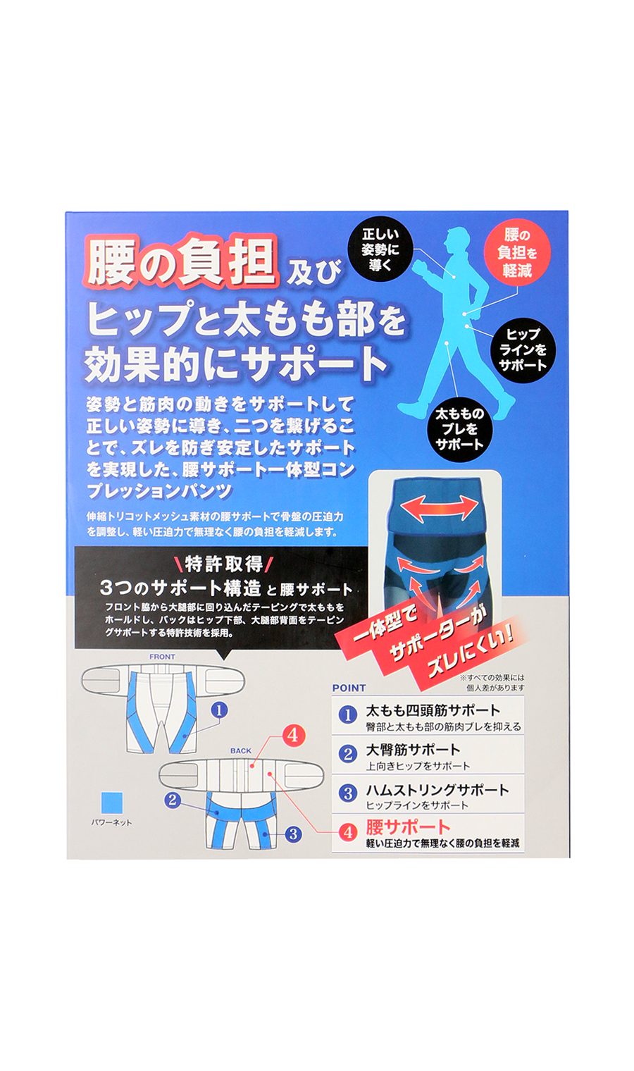腰サポート一体型コンプレッションパンツ【＃すご】 ブラック系 L