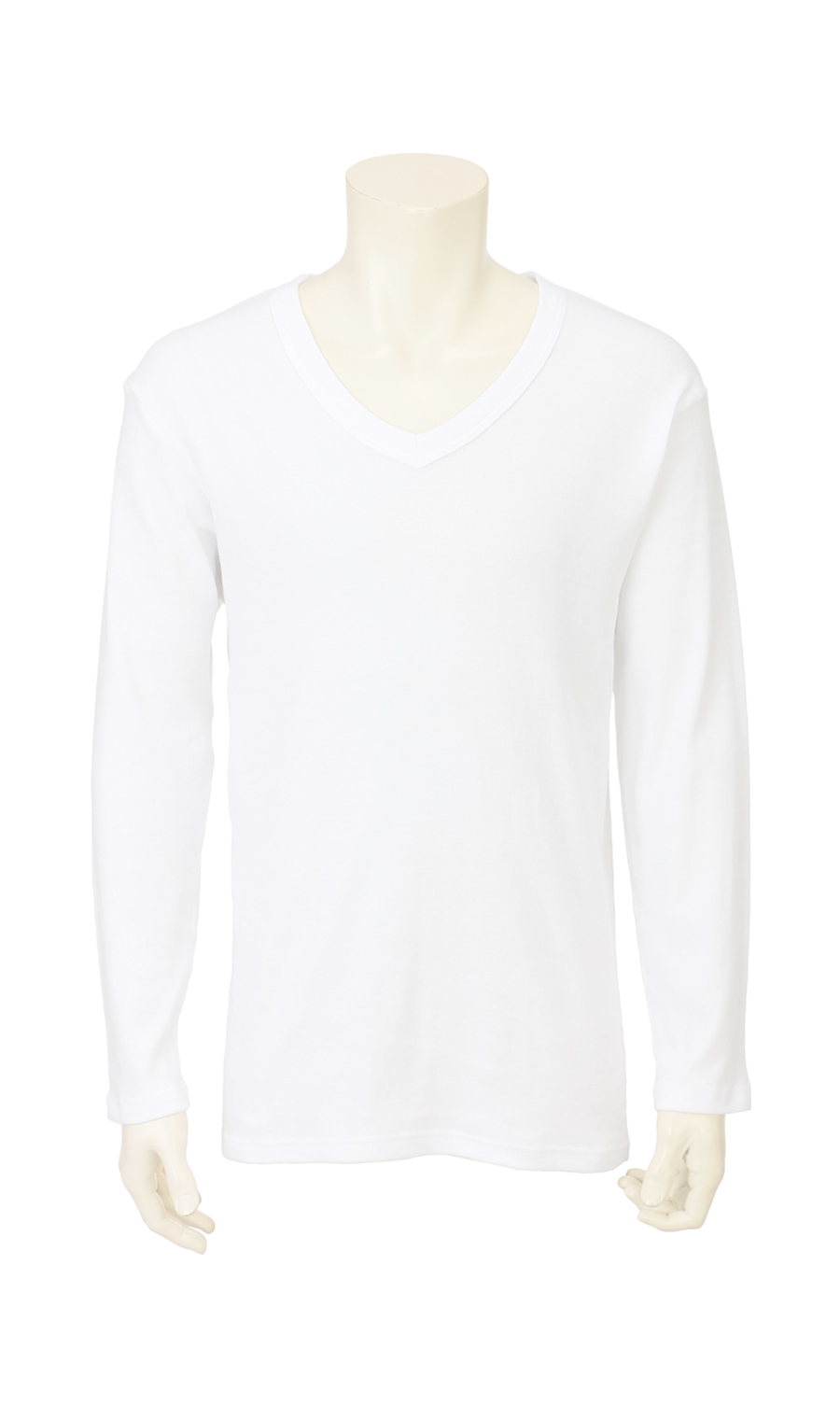 長袖Vネックインナーシャツ ホワイト S