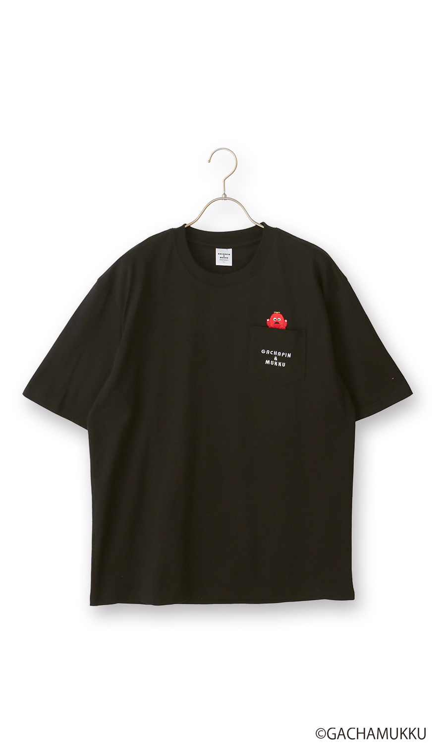 キャラクターTシャツ【GACHAPIN&MUKKU】【男女兼用】 ブラック S