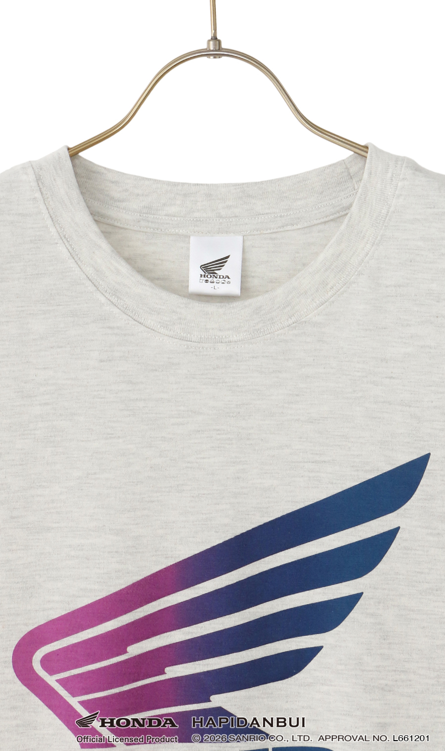 キャラクターTシャツ【HONDA×はぴだんぶい】【男女兼用】 ライトグレー S