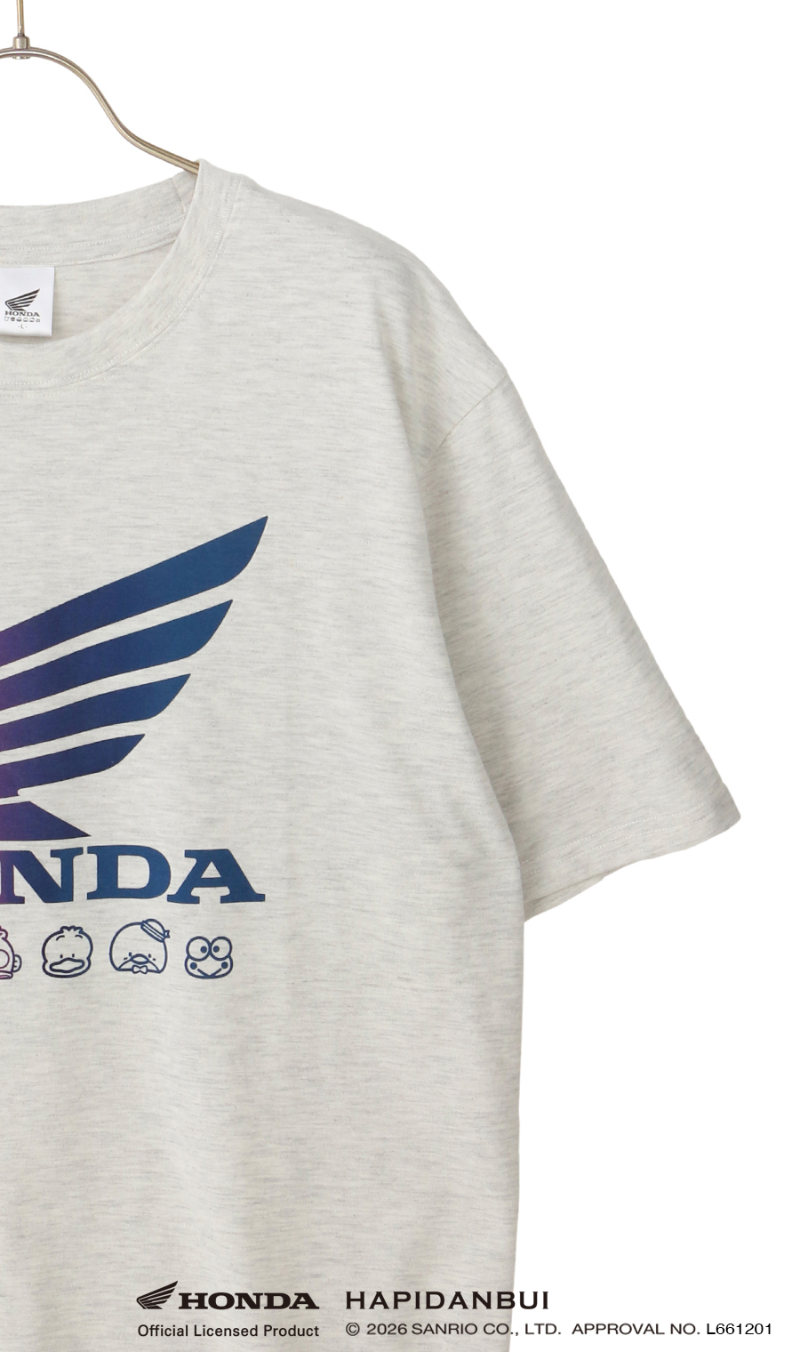 キャラクターTシャツ【HONDA×はぴだんぶい】【男女兼用】 ライトグレー S