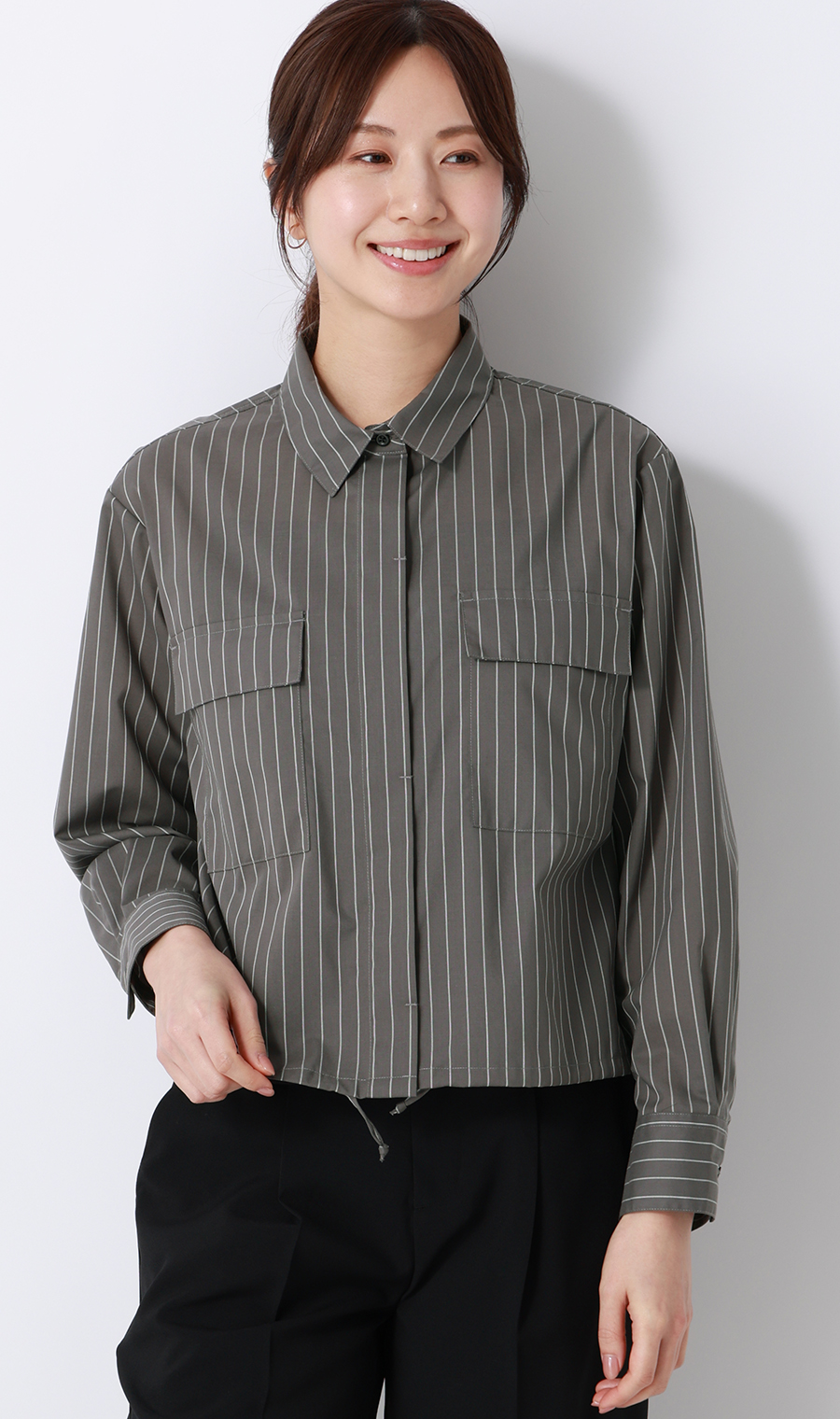 ドロストヘムシャツジャケット【長袖】 チャコール M