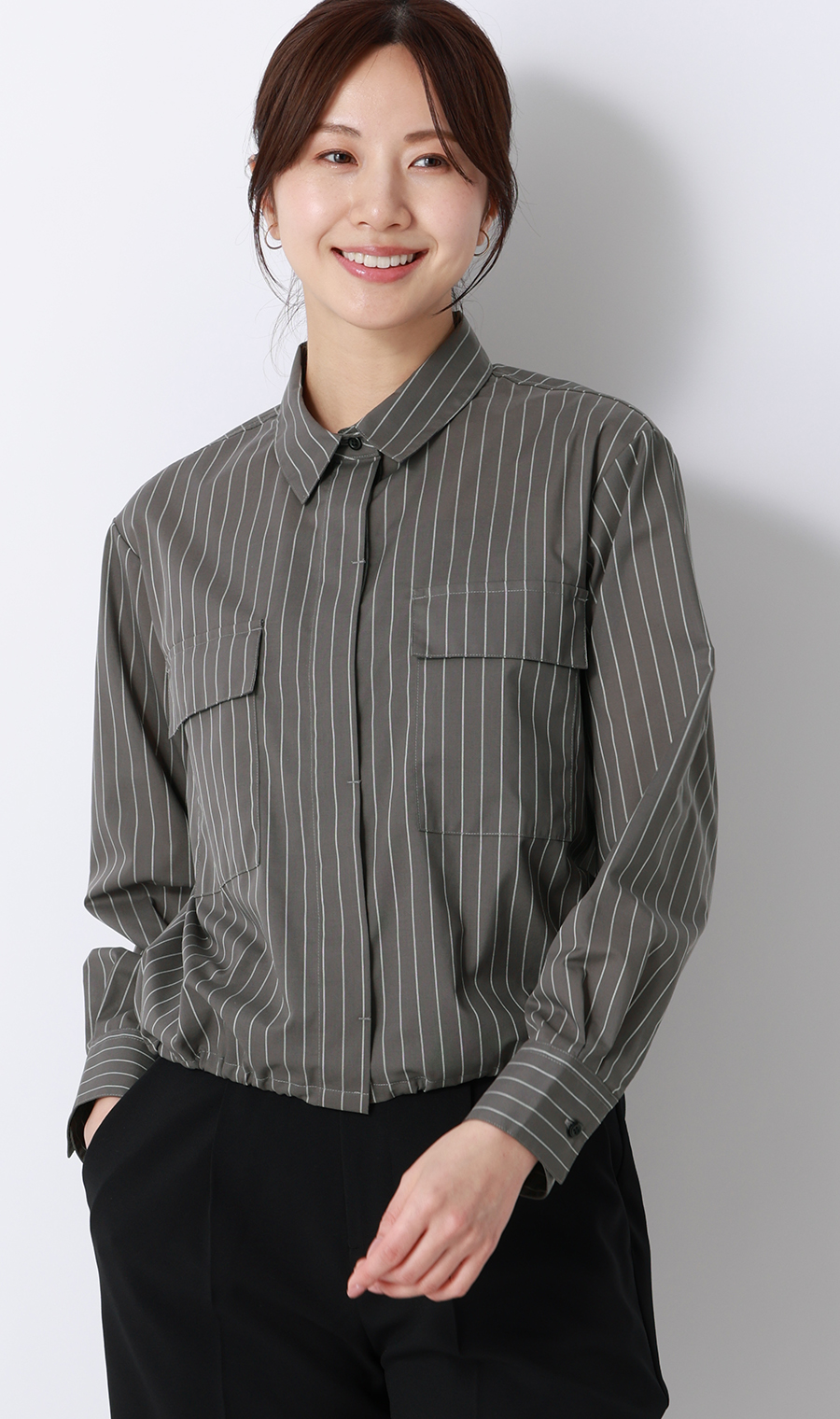 ドロストヘムシャツジャケット【長袖】 チャコール M