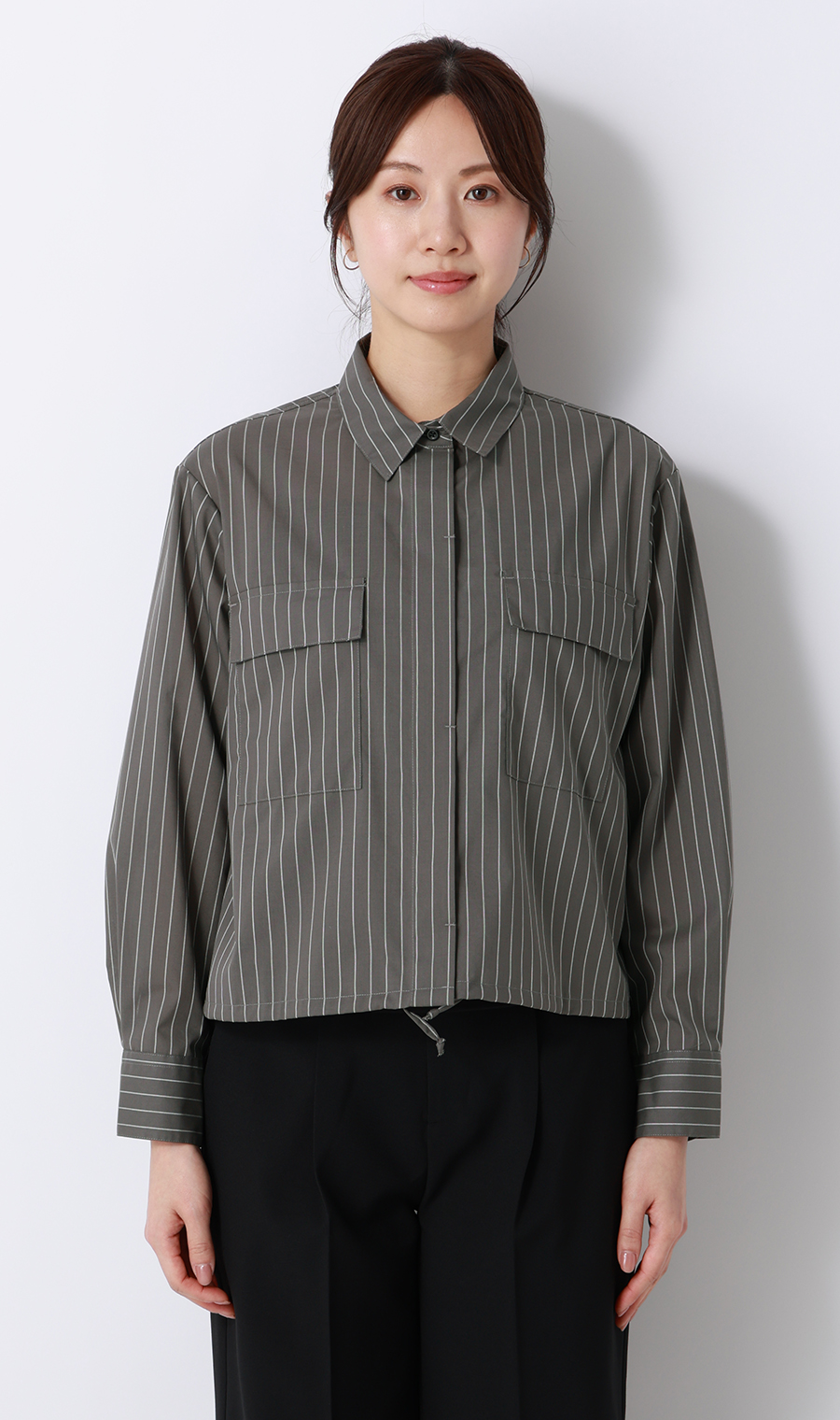 ドロストヘムシャツジャケット【長袖】 チャコール M