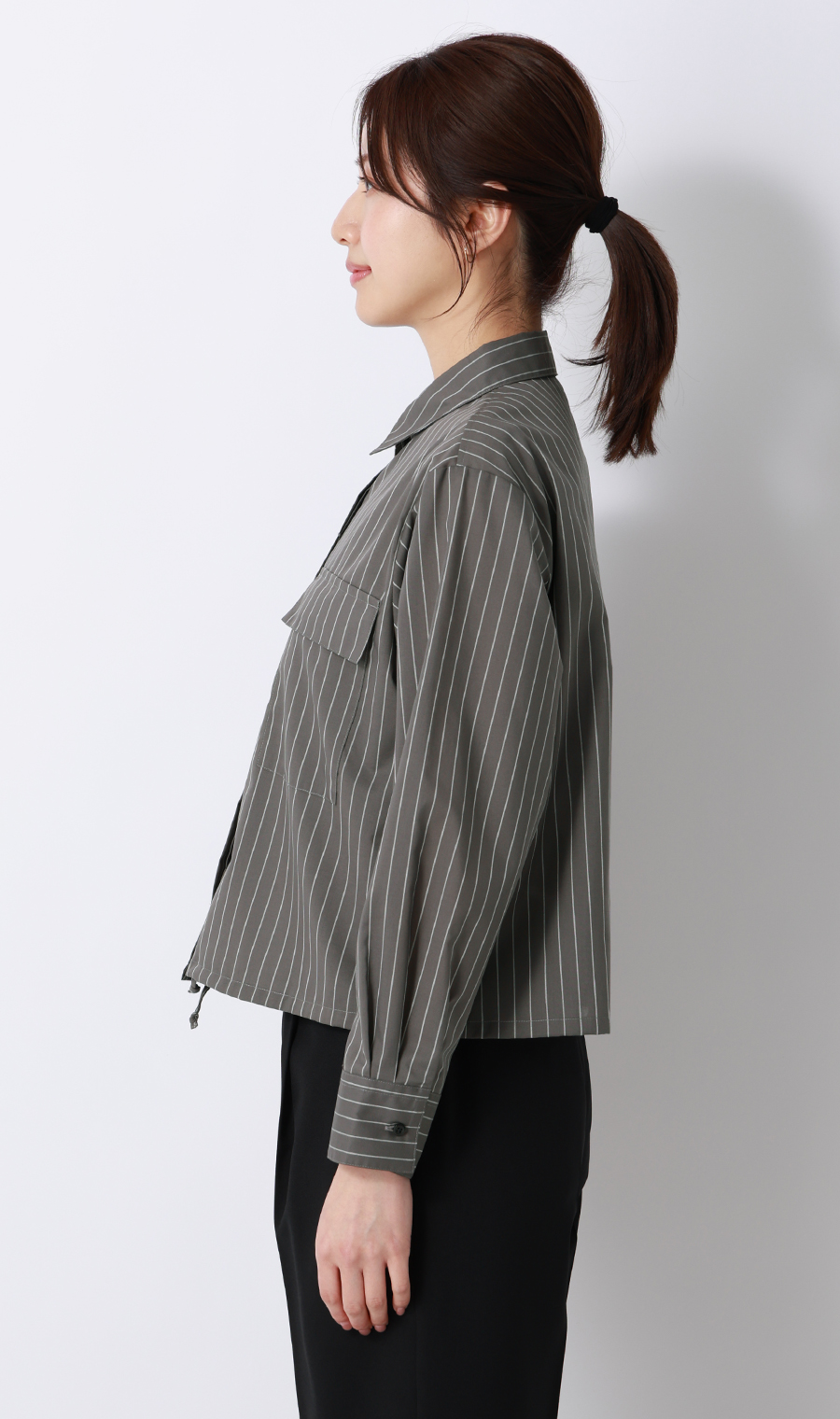 ドロストヘムシャツジャケット【長袖】 チャコール M