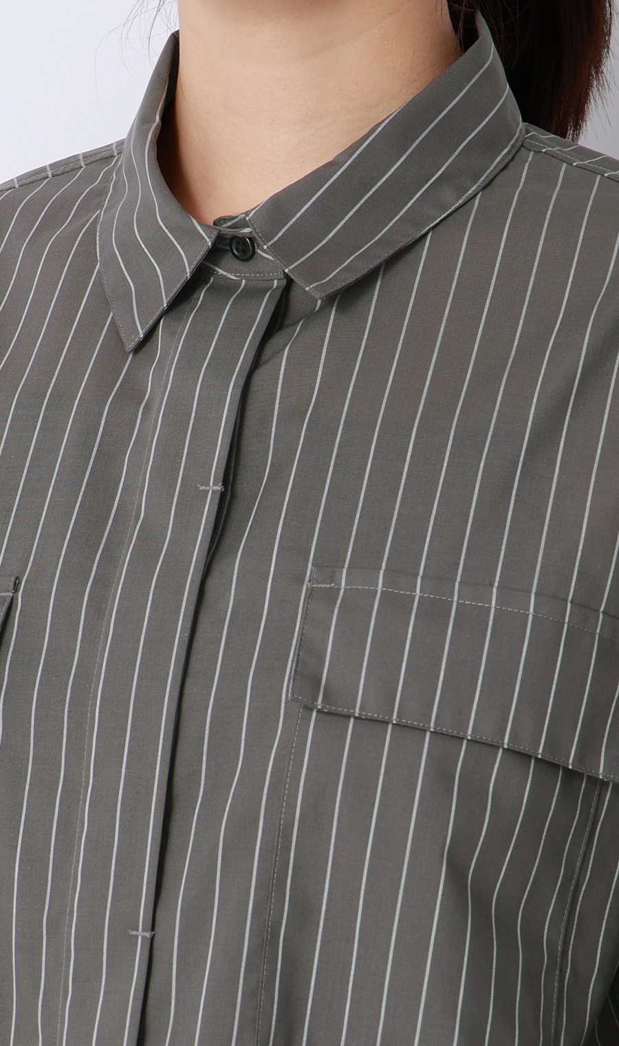 ドロストヘムシャツジャケット【長袖】 チャコール M