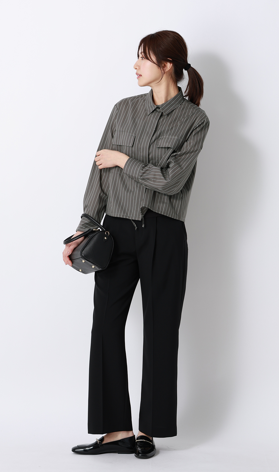 ドロストヘムシャツジャケット【長袖】 チャコール M