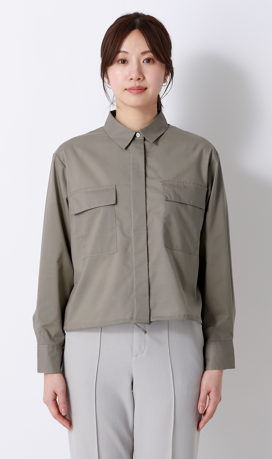 ドロストヘムシャツジャケット【長袖】 グレージュ M