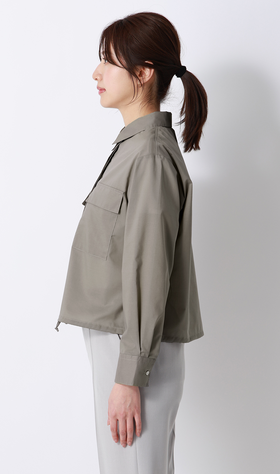 ドロストヘムシャツジャケット【長袖】 グレージュ M