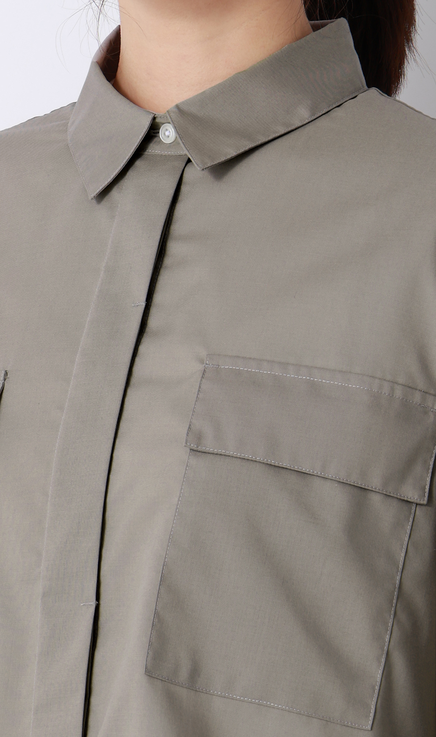 ドロストヘムシャツジャケット【長袖】 グレージュ M