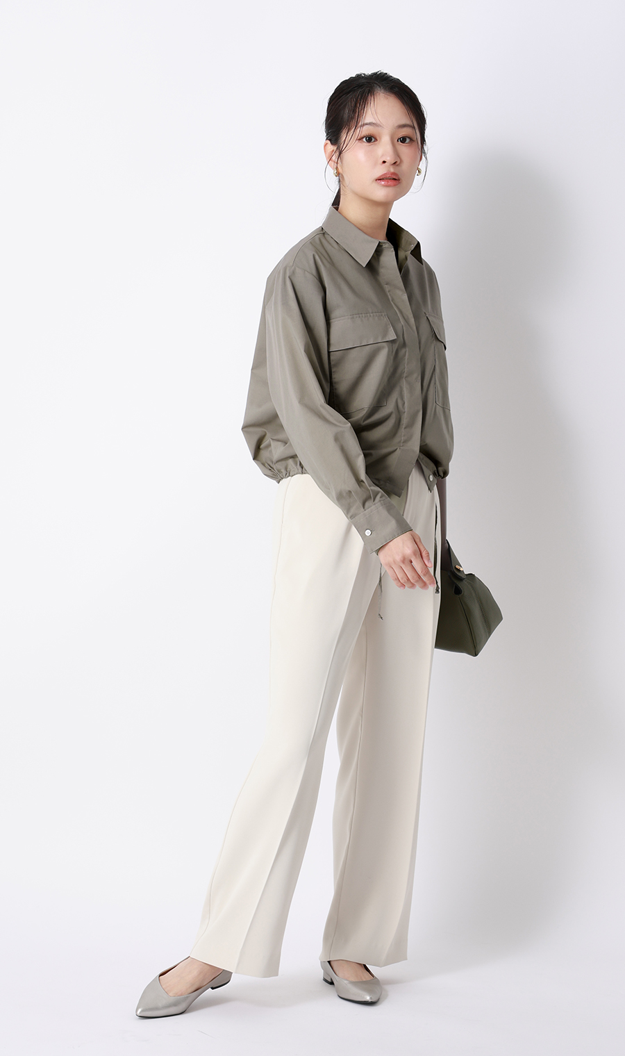 ドロストヘムシャツジャケット【長袖】 グレージュ M