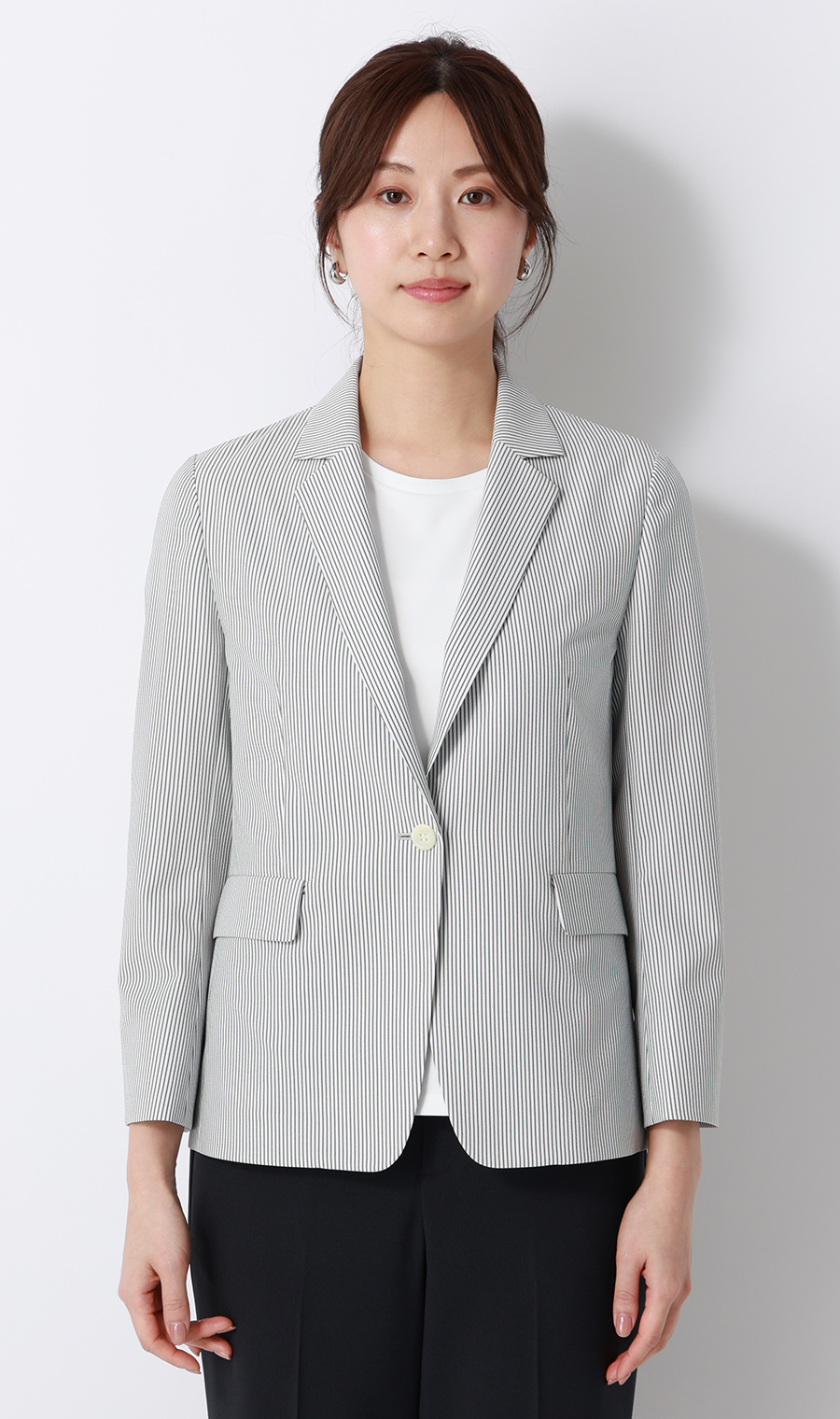 シアサッカージャケット【涼】 グレー M