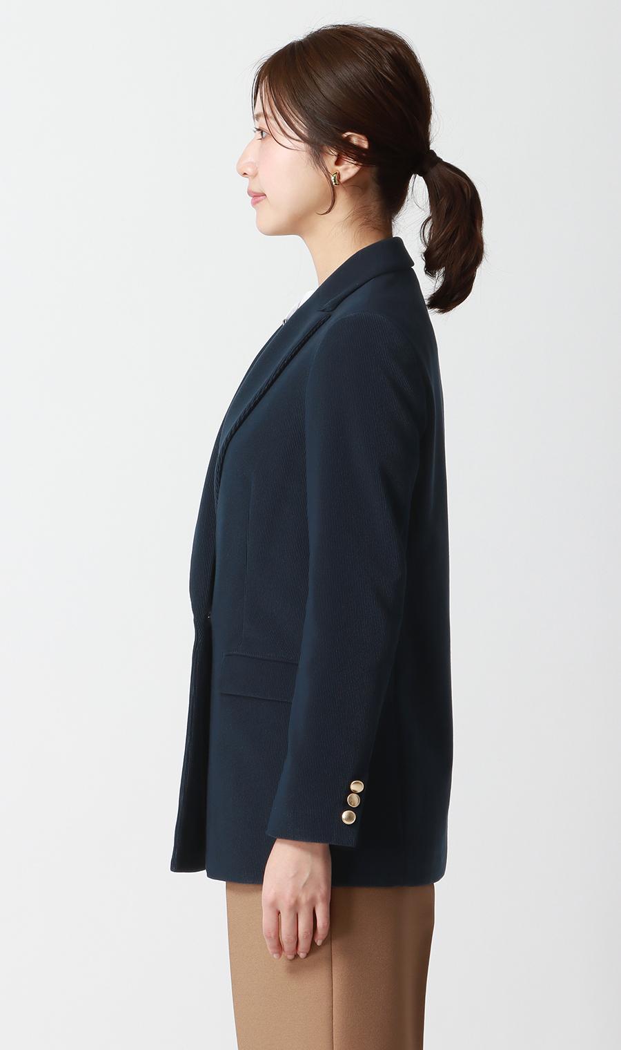 2ボタンダブルジャケット【コーデュロイ】 ネイビー L