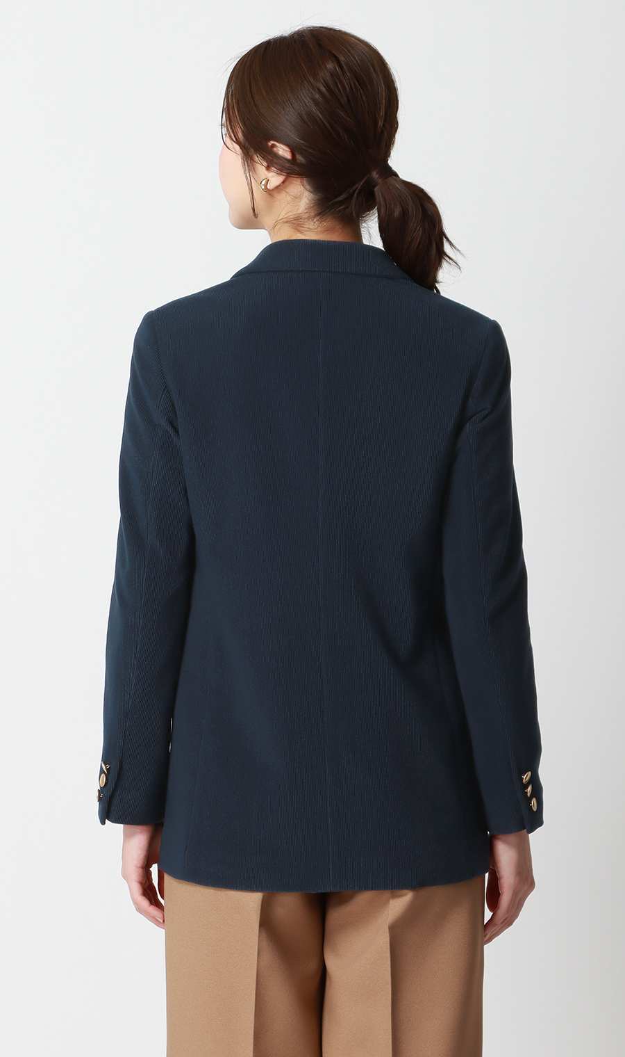 2ボタンダブルジャケット【コーデュロイ】 ネイビー L