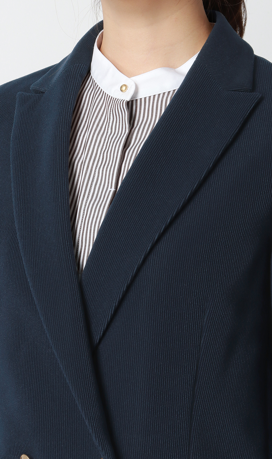 2ボタンダブルジャケット【コーデュロイ】 ネイビー L