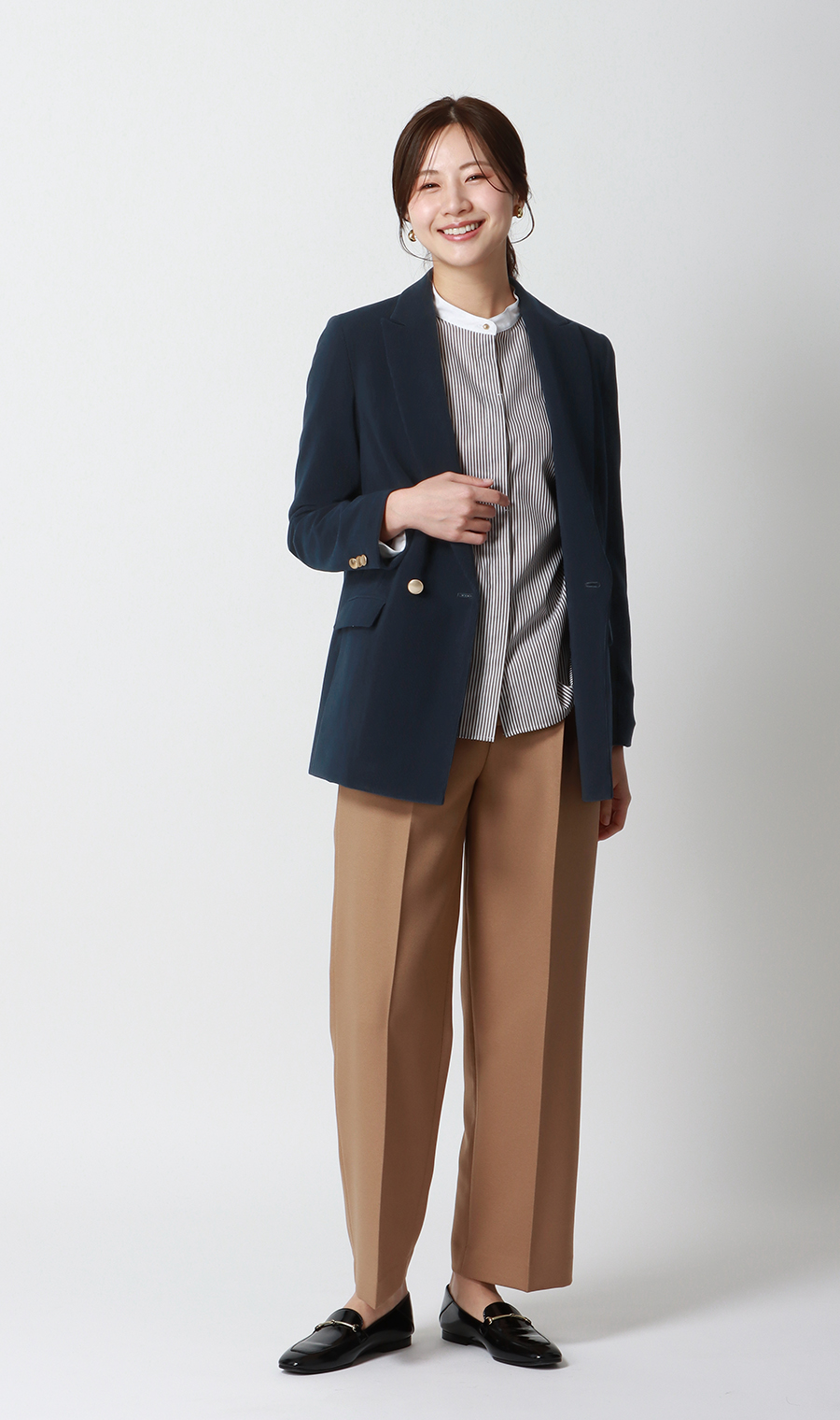 2ボタンダブルジャケット【コーデュロイ】 ネイビー L