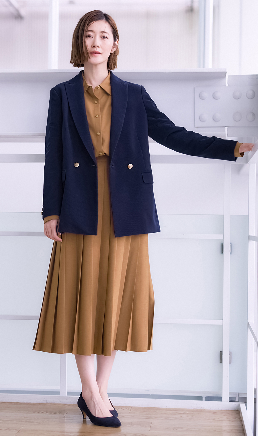 2ボタンダブルジャケット【コーデュロイ】 ネイビー L