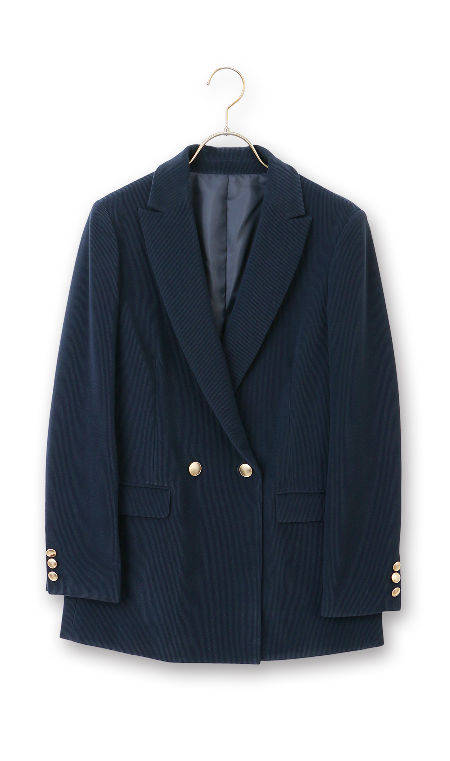 2ボタンダブルジャケット【コーデュロイ】 ネイビー L