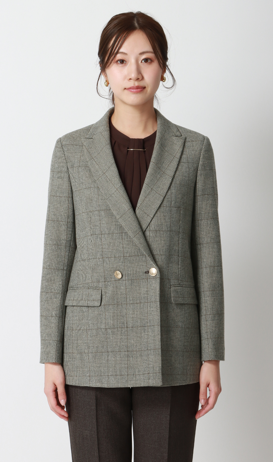 2扣雙夾克棕色M